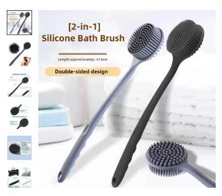 Long Handle Cream & Oil Applicator – Bath Brush for Head, Body, Legs, Back, Shoulders – Massager, Shower Tool & Bath Supplies